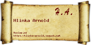 Hlinka Arnold névjegykártya